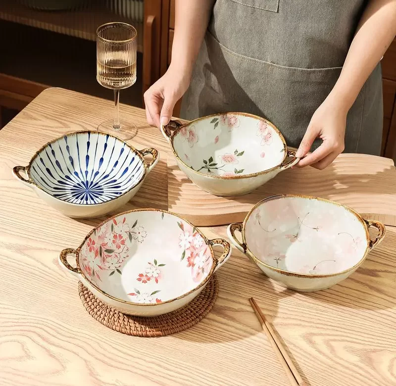 Keramická miska na polévku s uchem 700ml do mikrovlnky | jídelní miska, japonská miska