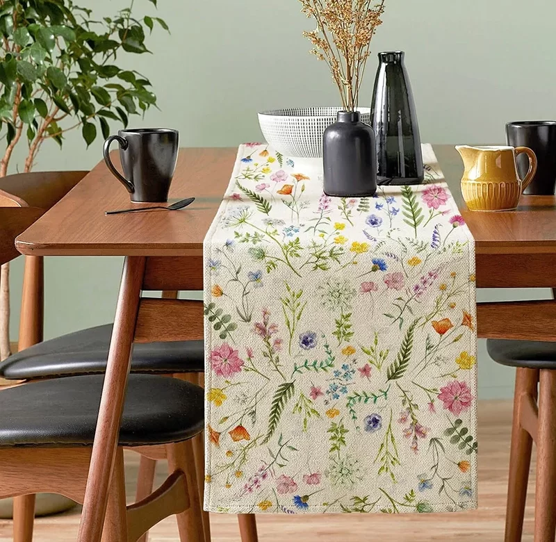 Letní ubrus s květinami pro dekoraci stolu | dekorace stolu, svatební dekorace