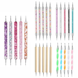 5dílná sada štětců na nail art s kamínky pro zdobení nehtů | štětce na nehty, sada nástrojů