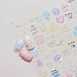 Barevné 5d samolepky na nehty s hudebním motivem a anglickým textem | samolepky, dekorace