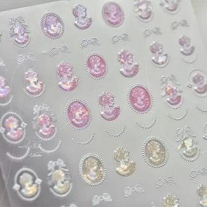5D japonské samolepky kawaii s glitry | nálepky na nehty, zdobení nehtů