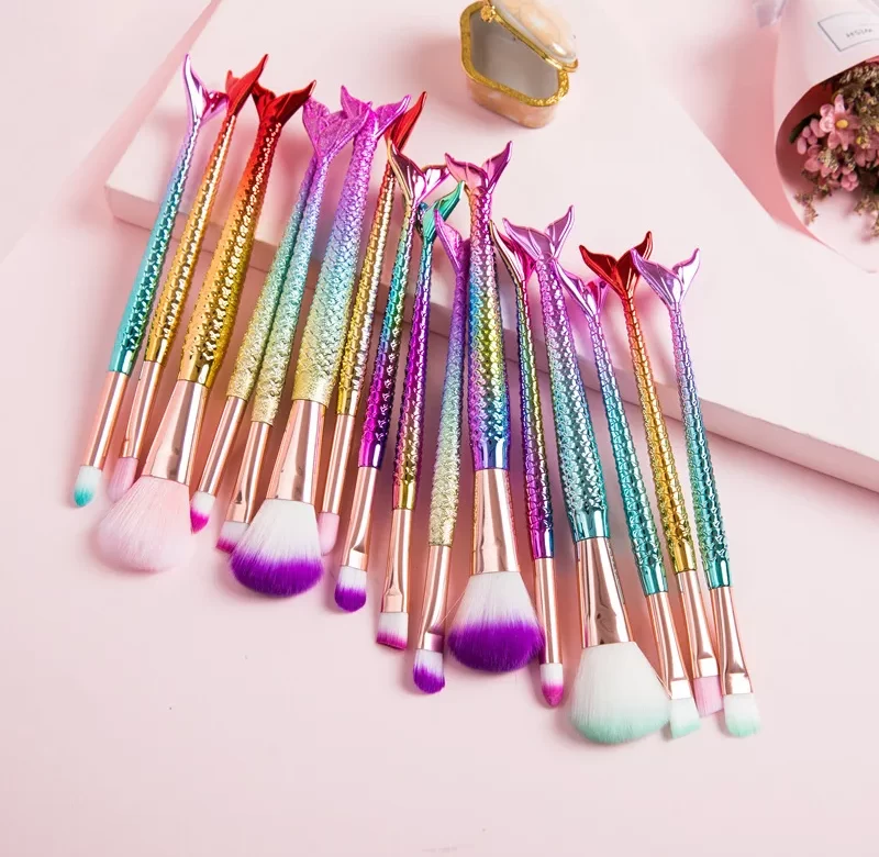 4dílná sada štětců na líčení, motiv mořská víla | štětce na make up, sada štětců