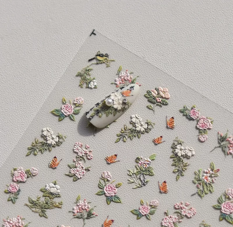 Elegantní květinové samolepky na nehty | dekorace, nálepky