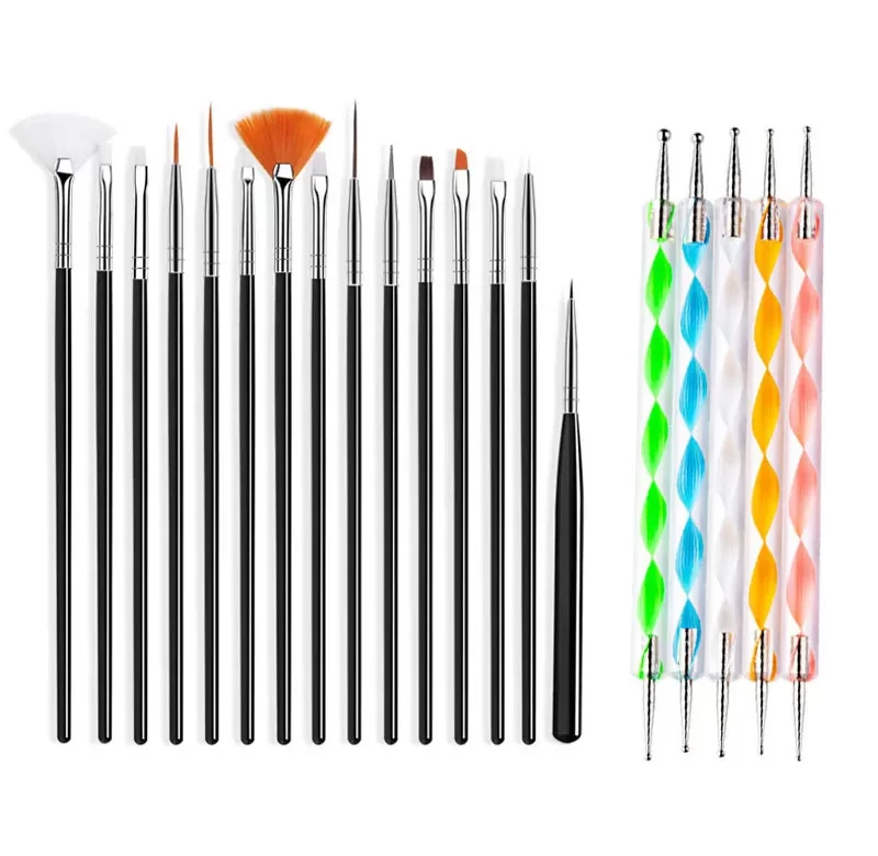 Sada štětců pro gelové nehty a zdobení | manikúra sada, štětce na nehty