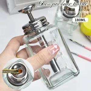 Skleněná dávkovací lahvička na odlakovač 180ml | lahvička s pumpičkou, čistící lahvička