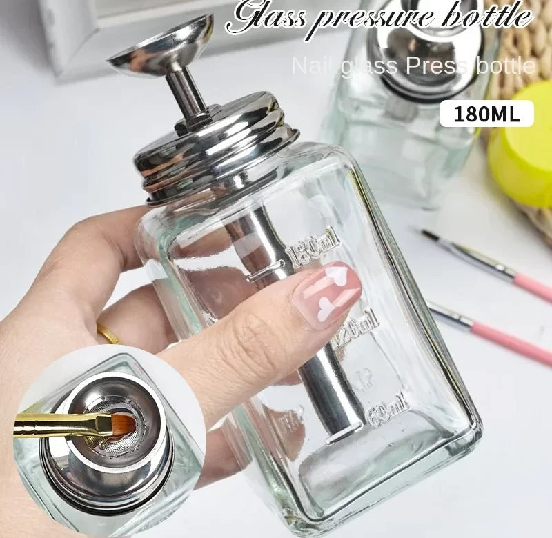 Skleněná dávkovací lahvička na odlakovač 180ml | lahvička s pumpičkou, čistící lahvička
