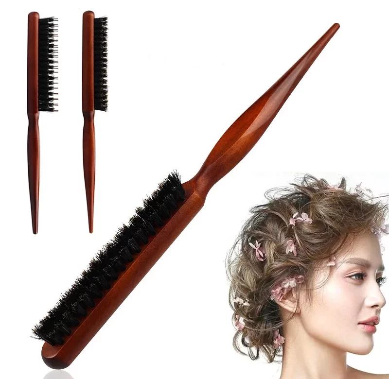 Profesionální kartáč na tupírování vlasů s kančími štětinami | kartáč na vlasy, dřevěný kartáč