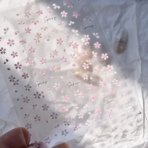 5D třpytivé samolepky na nehty sakura | nálepky na nehty, nehtové dekorace