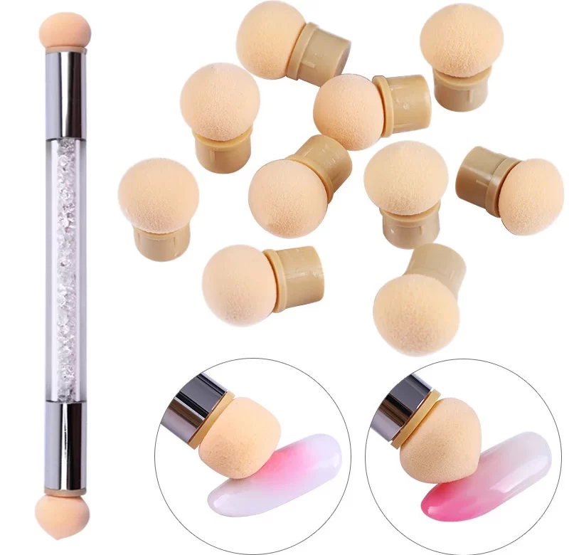 Štětec na gelové nehty a nail art s výměnnou houbičkou | nástroj na manikúru, pomůcka na nehty