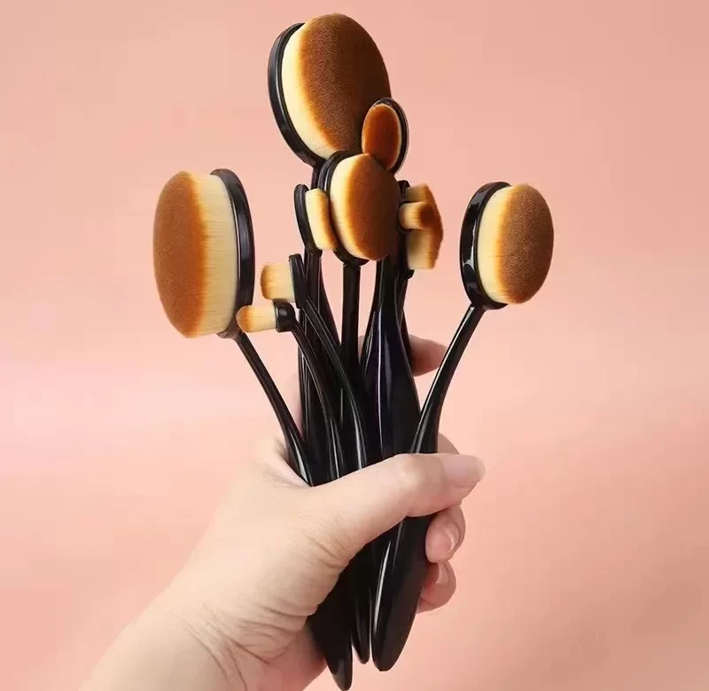 Oválné štětce, sada 10 ks na make-up pro bezchybné líčení | sada štětců, kosmetické náčiní
