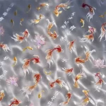 Stylové samolepky s kaprem a lotus květem na nehty | samolepky, dekorace