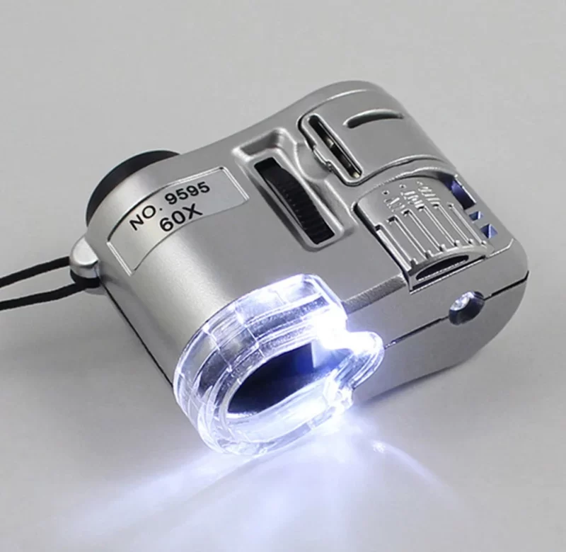 Mini mikroskop s LED světlem 60x | kapesní lupa, ruční mikroskop 3 ks