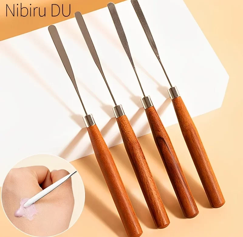 Míchací špachtle pro nail art s dřevěnou rukojetí | nástroj na manikúru, špachtle