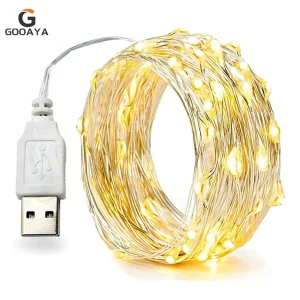 Voděodolný LED světelný řetěz s USB měděným drátem | dekorativní světla