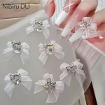 5 ks 3D mašle na nehty s kamínky | zdobení nehtů, nail art
