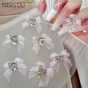 5 ks 3D mašle na nehty s kamínky | zdobení nehtů, nail art