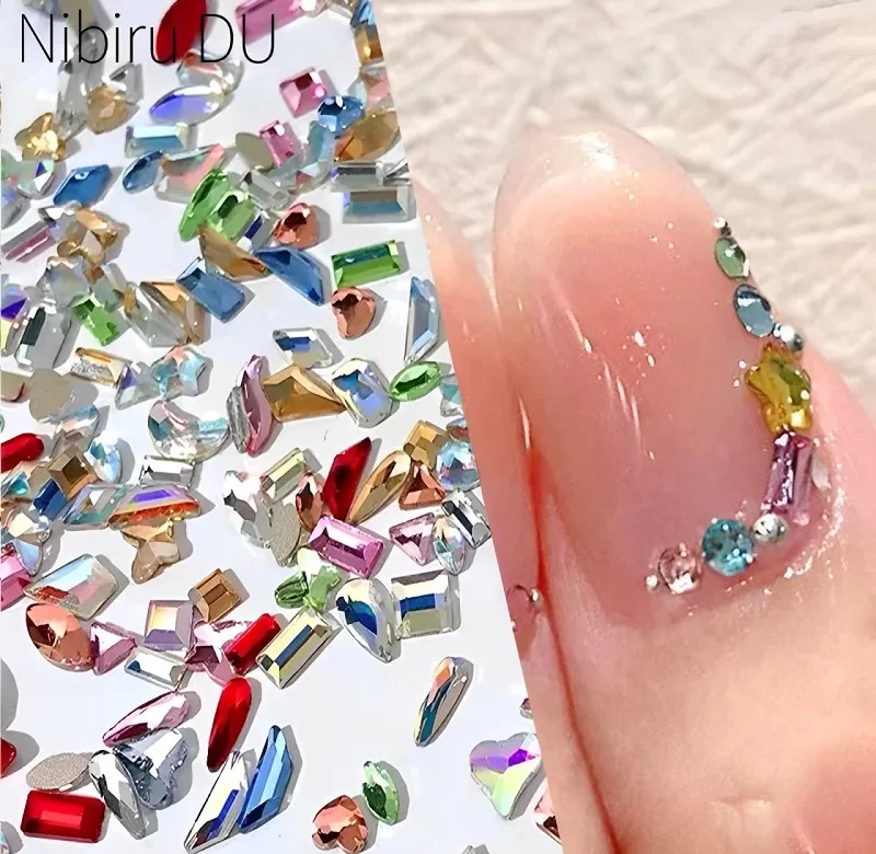 100 ks Luxusní kamínky pro 3D zdobení nehtů | kamínky, dekorace na nehty