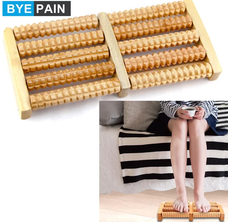 Dřevěný masážní váleček na nohy pro úlevu a relaxaci | masážní pomůcka, wellness doplněk