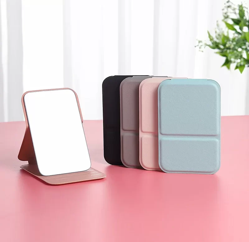 Kapesní skládací zrcátko s koženkovým obalem | kapesní zrcátko, cestovní zrcátko