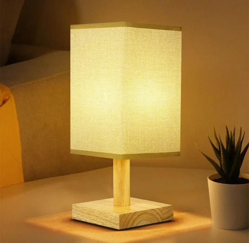 Led stolní lampa s látkovým stínidlem | noční světlo