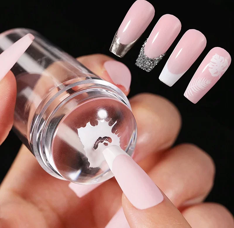 Průhledné silikonové razítko na nehty se škrabkou pro zdobení | razítko, nehtové nástroje