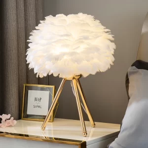 Stolní lampa s peřím | osvětlení