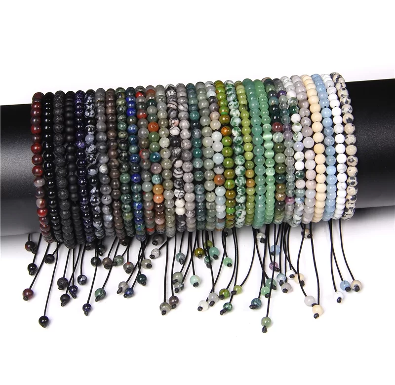 Korálkový minerální náramek ručně pletený | náramek, šperk