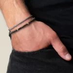 Černý pánský korálkový náramek ručně vyrobený | pánský náramek, korálkový náramek