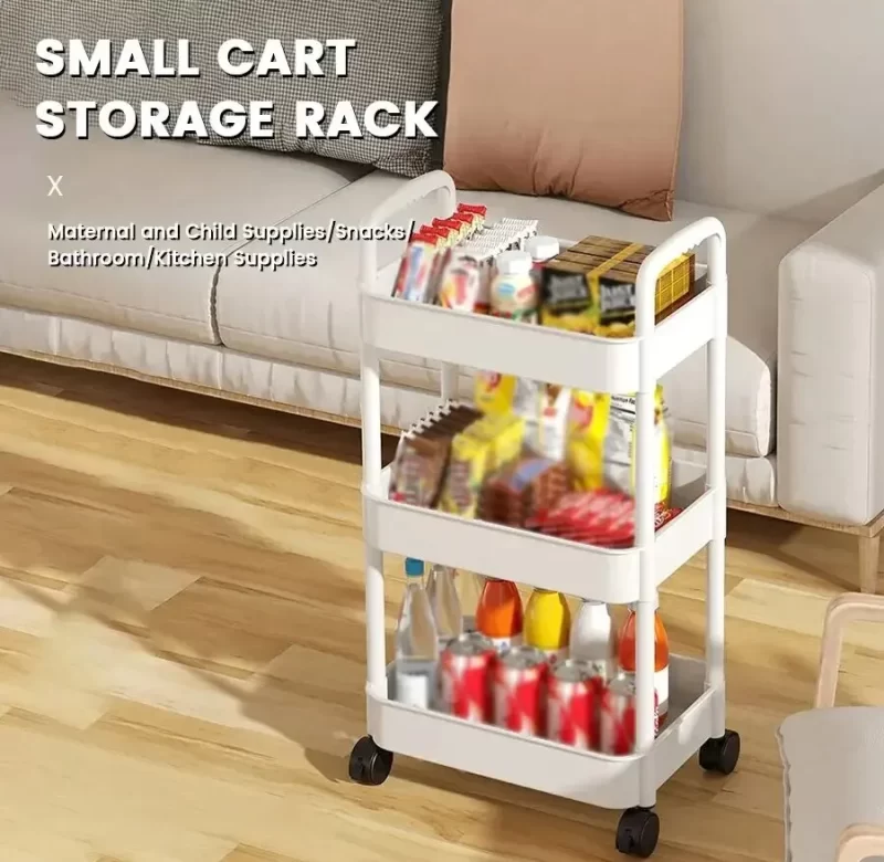 Víceúčelový patrový regál na kolečkách | úložný vozík, policový regál