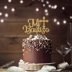 Zlatý zápich křest dort křížek | dortová dekorace, papírový zápich