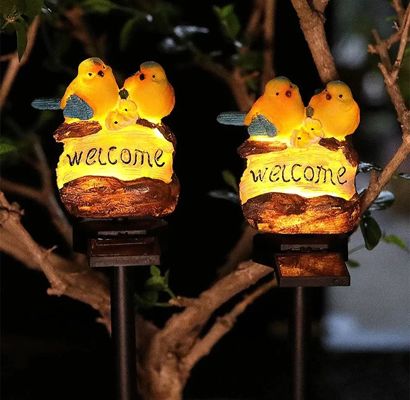 Solární ptačí lampa na zahradu | zahradní dekorace, venkovní osvětlení