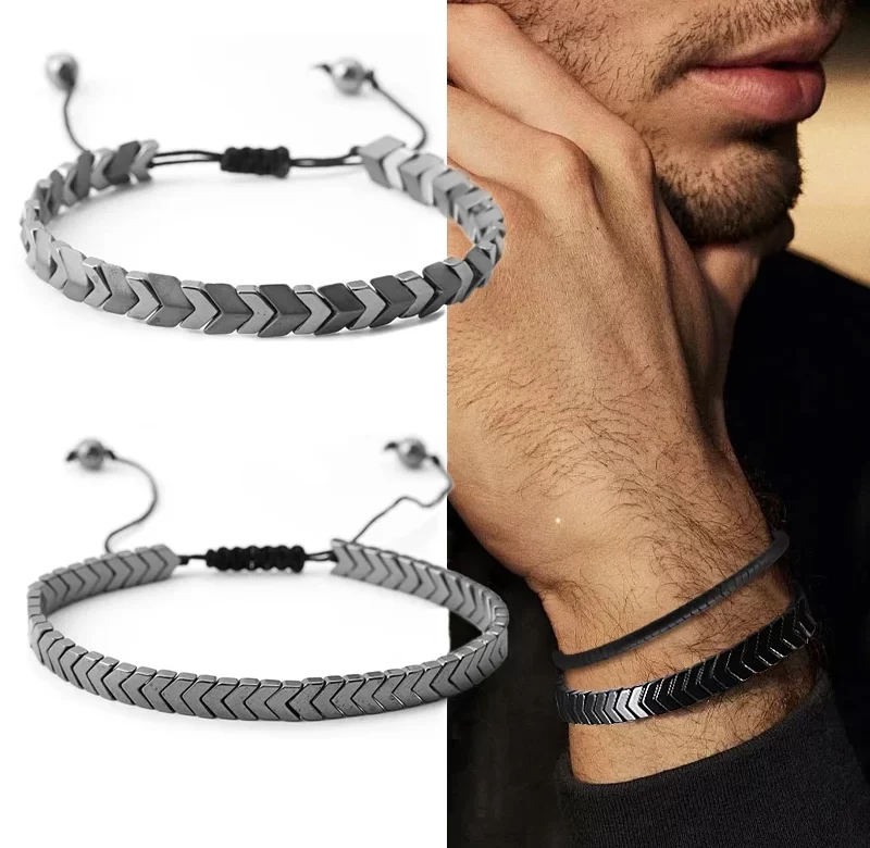 Stylový pánský náramek z hematitu | pánský náramek, energetický náramek