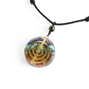 Čakrový energetický náhrdelník orgonit | ochranný amulet, meditační šperk