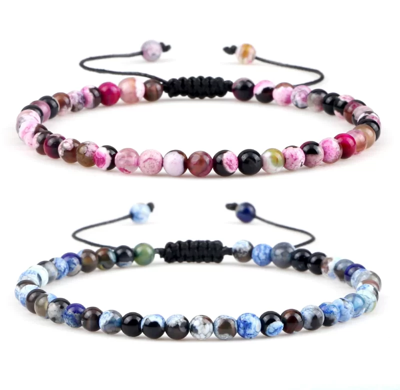 Minimalistický onyxový náramek minerálních korálků | energetický náramek, náramek přátelství