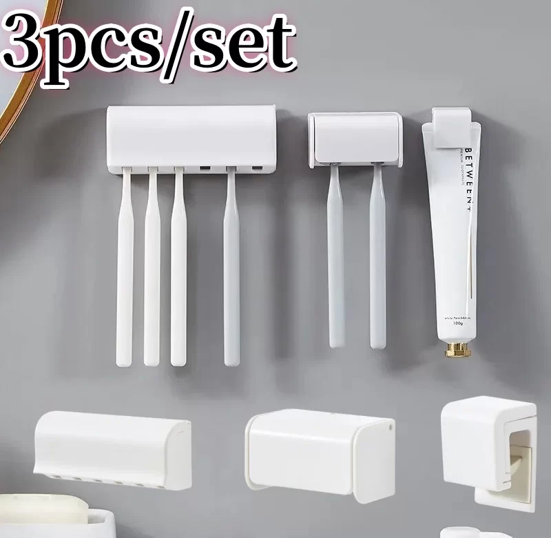 Držák kartáčků bez vrtání na zeď | koupelnový organizér, nástěnný držák