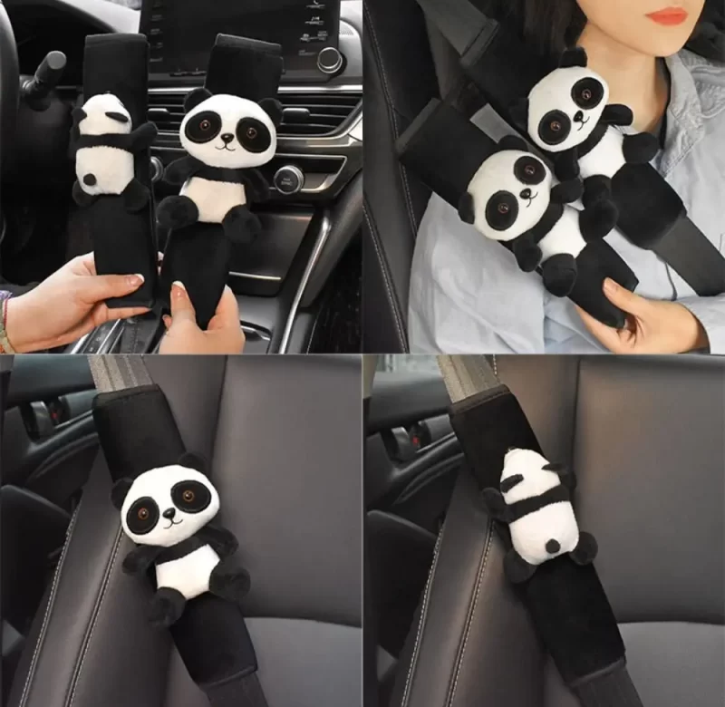 Měkký panda potah na pás z ovčí vlny | potah na pás, ramenní opěrka