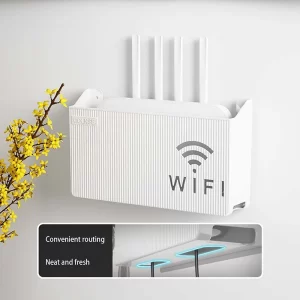 Moderní nástěnná wifi polička s úložným boxem | krabička na wifi