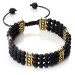 Černý pletený náramek z lávového kamene | náramek, šperk