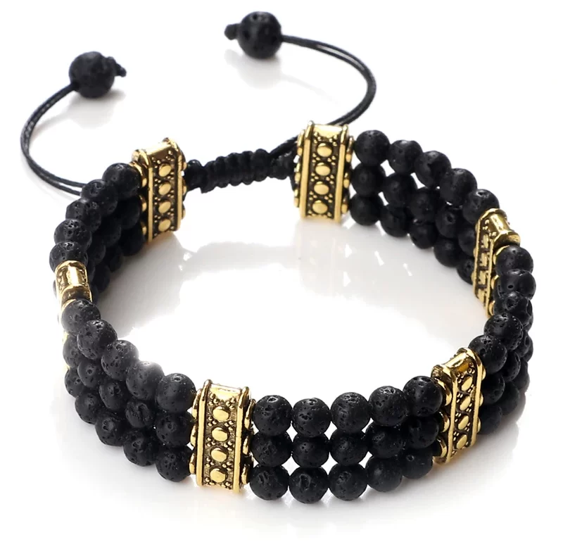 Černý pletený náramek z lávového kamene | náramek, šperk