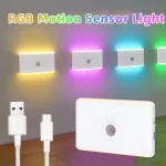 Dobíjecí pohybové led noční světlo s rgb efekty | osvětlení 3 ks