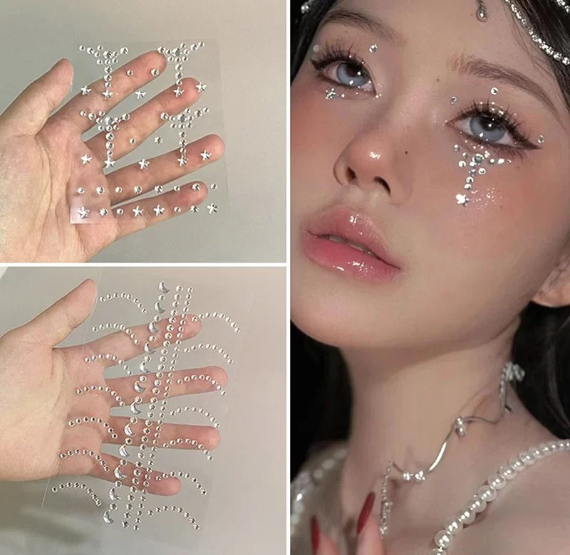 Třpytivé makeup kamínky na obličej | festivalové dekorace, samolepicí ozdoby