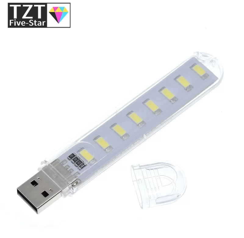 Mini usb lampička s 8 led světly | noční světlo, přenosné světlo