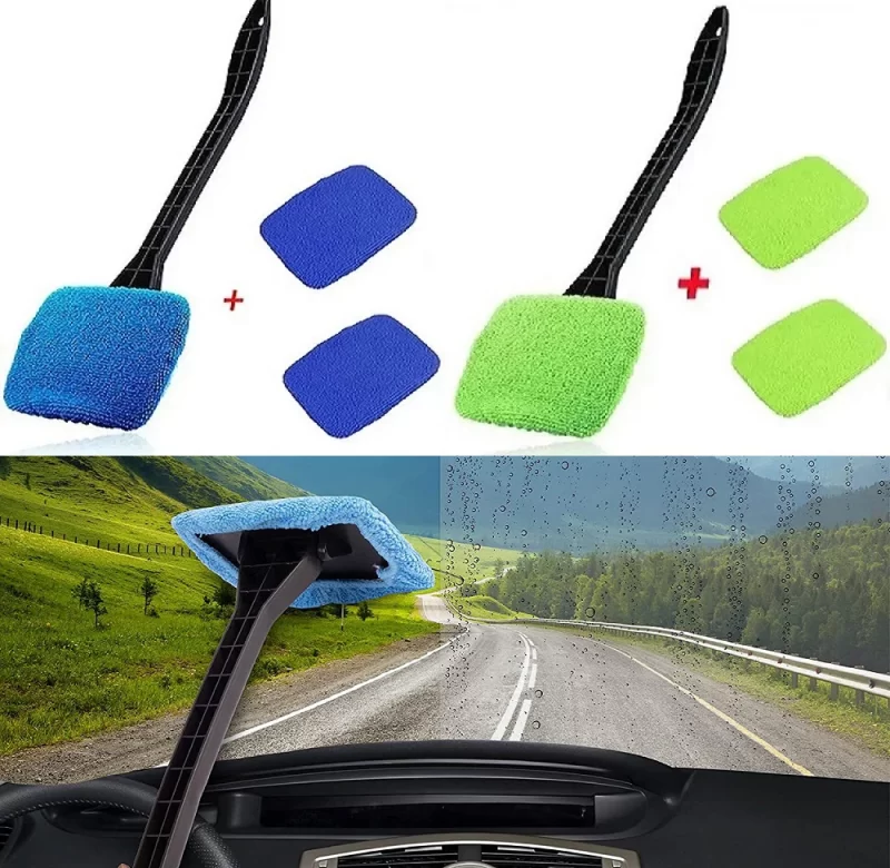 Dlouhá rukojeť a utěrka na sklo | čistič oken, čistič skla