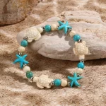 Mořský náramek s mušlemi a hvězdicí | korálkový náramek, pletený náramek