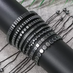 Černý nastavitelný hematitový náramek | šperk