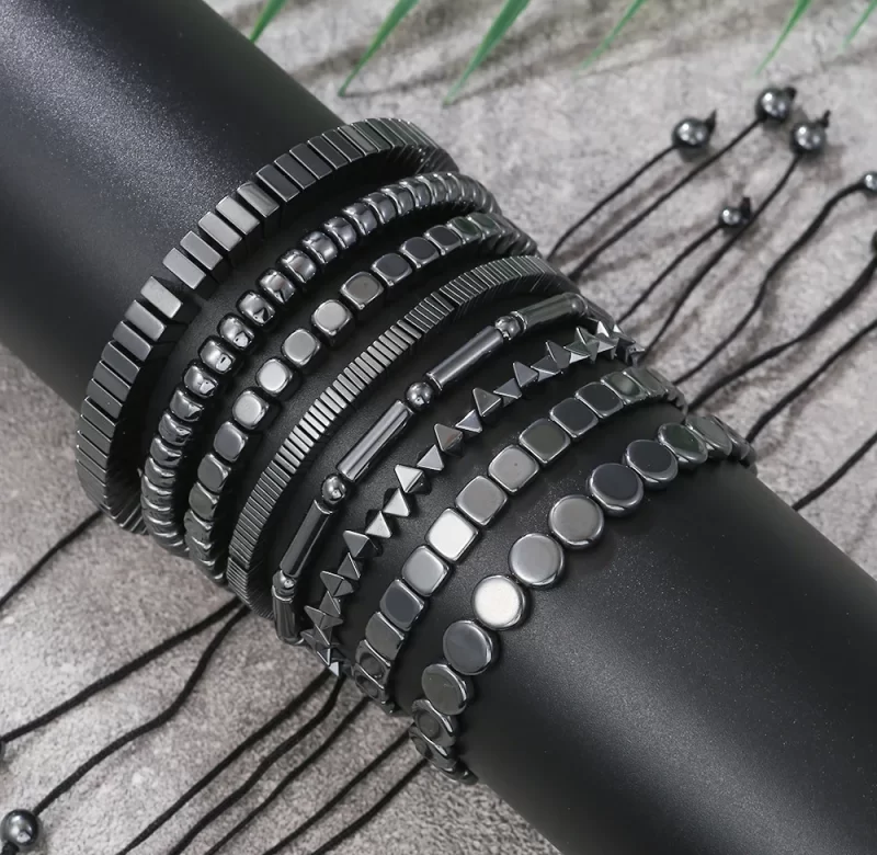Černý nastavitelný hematitový náramek | šperk