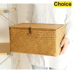 Ručně pletený proutěný úložný koš s víkem | úložný box, koš na ručníky