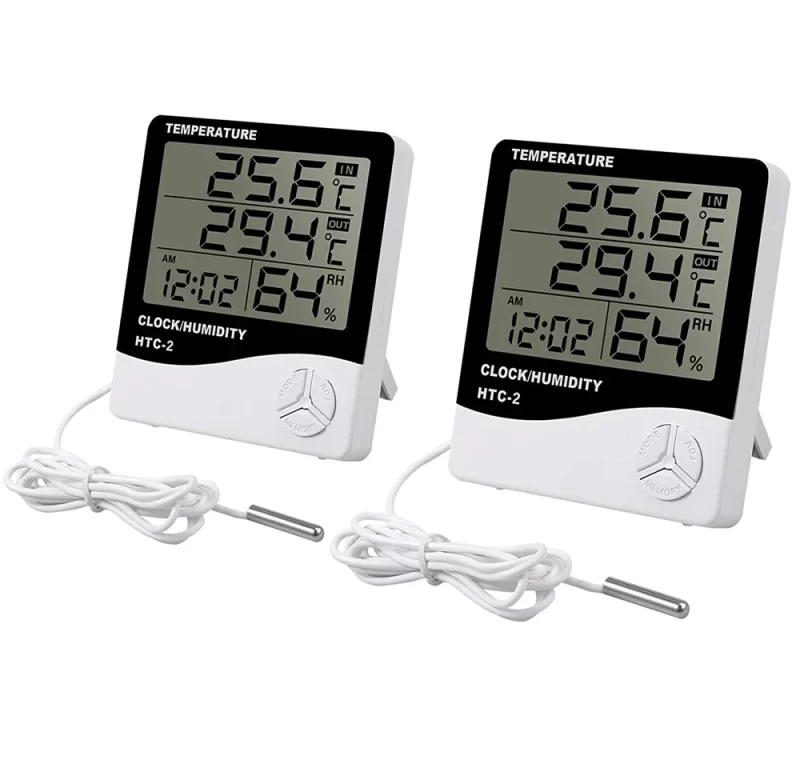 Digitální měřič teploty a vlhkosti s hodinami | domácí meteostanice, vlhkoměr