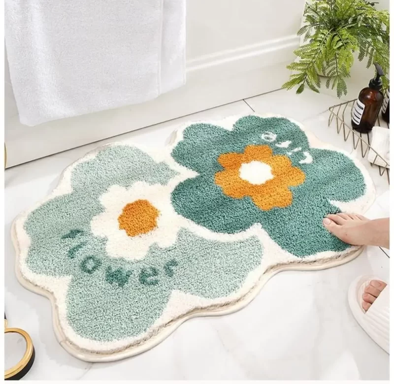 Protiskluzová květinová koupelnová předložka | koupelnová předložka, dveřní rohožka
