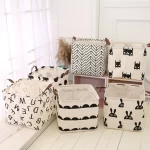 Skládací úložný koš s uchem 32×32×32 cm | prádelní koš, úložný koš